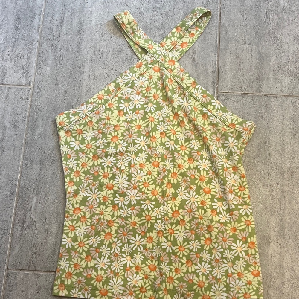 SO Daisy Print Halter Tank Top